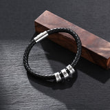 Men's Braided Leather and 925 Sterling Silver Personalized Custom Beads